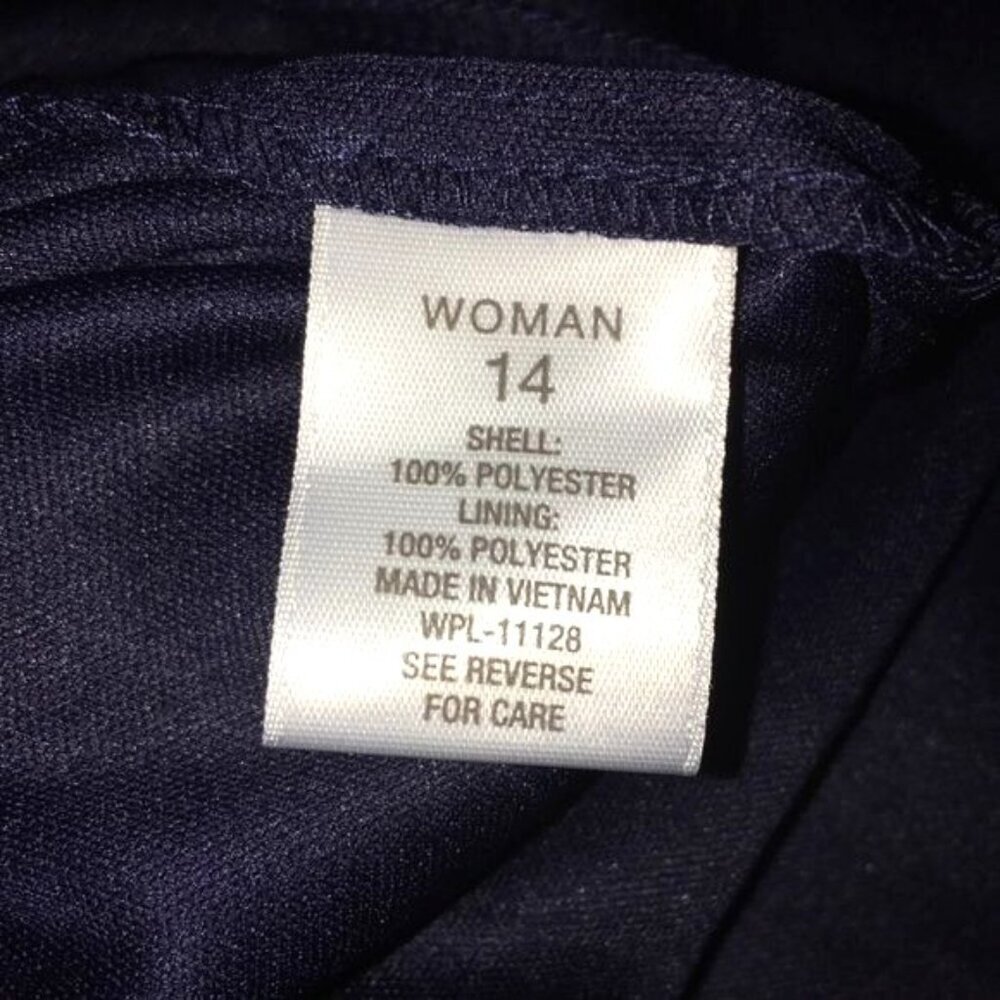 Dress Barn Luxe By Carmen Marc Valvo Womens Dress Navy Blue Size 14 NWOT - Picture 5 of 7
